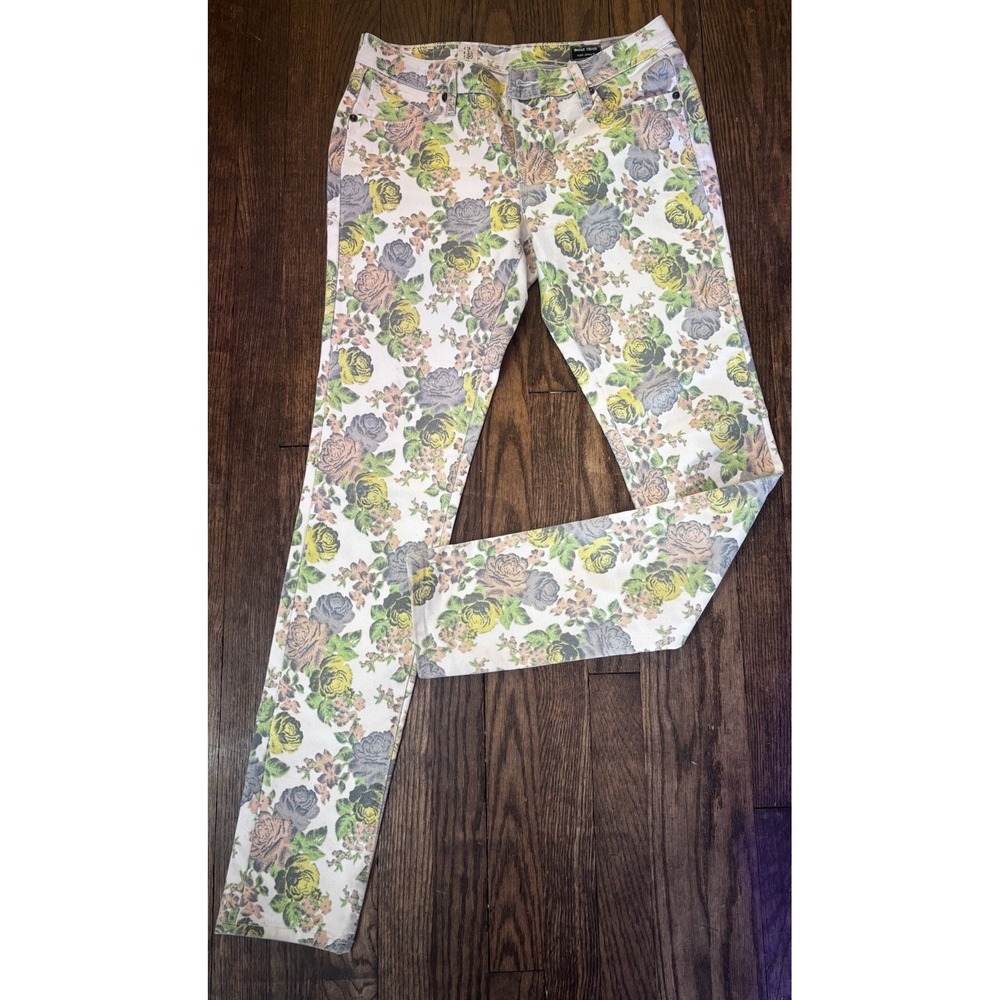 🌸VOLCOM  WOMEN'S SOUND CHECK LOW SUPER SKINNY FIT FLORAL PRINT ANKLE JEANS